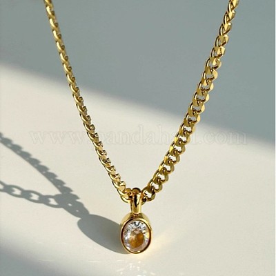 Овальные подвески из нержавеющей стали с прозрачным кубическим цирконием и комплекты браслетов-цепочек панцирного плетения FS-WG5D0A2-01-1