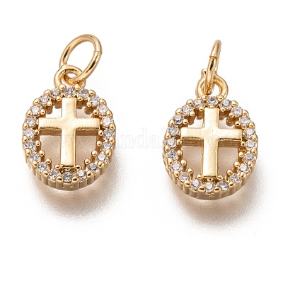 Латунные микропаве прозрачные кубические циркониевые подвески ZIRC-C020-62G-1