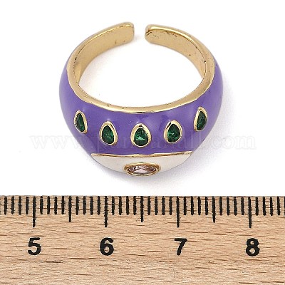 Кольца-манжеты из латуни с микропаве из прозрачного кубического циркония и эмалью для женщин RJEW-L113-040G-1