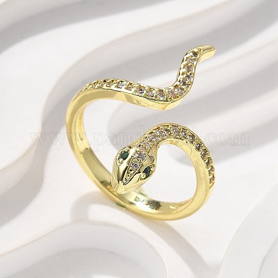 Манжеты из латуни с микро паве кубический цирконий для женщин RJEW-Z084-01G-05-1