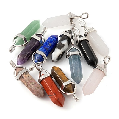 12 шт. 12 стиля натуральных драгоценных камней с двойным концом заостренные подвески G-LS0001-74-1