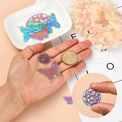 20 шт. 10 стиля ионного покрытия (IP) 201 филигранные подвески из нержавеющей стали STAS-SZ0002-15-1