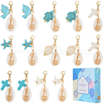 4 комплект из 2 стилей подвесных украшений из натуральных смешанных ракушек каури HJEW-SC0002-19-1