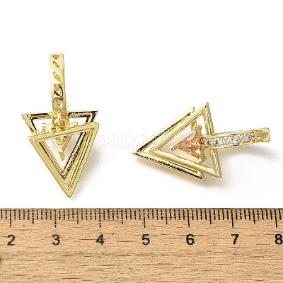 Серьги-кольца из латуни с прозрачным фианитом EJEW-M047-13G-1