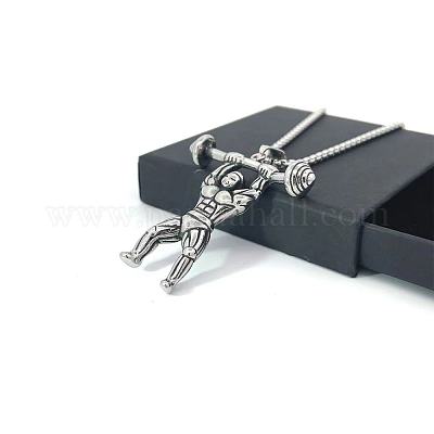 Ожерелья из нержавеющей стали с подвеской для фитнес-мышц для мужчин LW2932-1