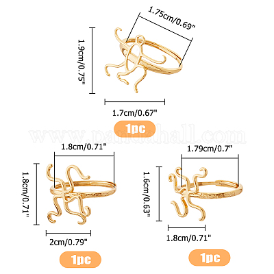 3 шт. 3 стиля латунной регулируемой фурнитуры для колец FIND-FI0001-06G-1