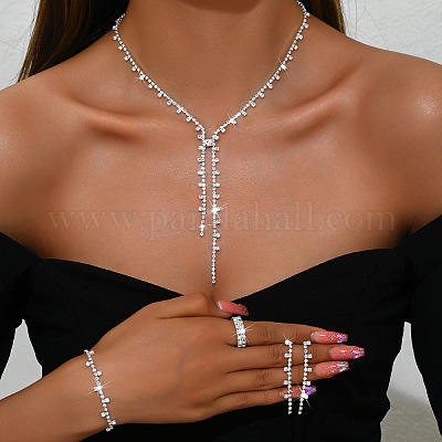 Ожерелье с подвеской-кисточкой из сплава и стразами FS-WG7E587-02-1