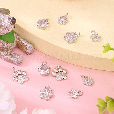 10 шт. 5 стиля подвески на стойке с покрытием из латуни с микропаве из кубического циркония KK-TA0002-42-1