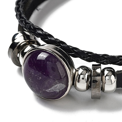 Многониточные браслеты из натурального аметиста BJEW-Q337-01A-1