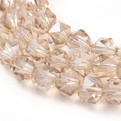 Стеклянные бусины с гальваническим покрытием  EGLA-L018-B-PL01-1