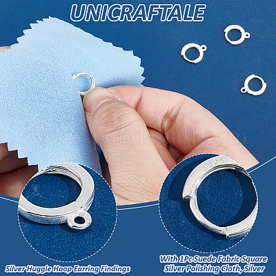 4 шт. фурнитура для сережек-колец Huggie Hoop из стерлингового серебра STER-UN0001-76-1