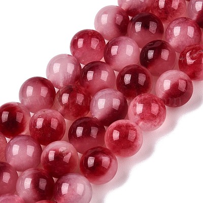 Окрашенные природные белый нефрит бисер пряди G-T138-8mm-210-16-1