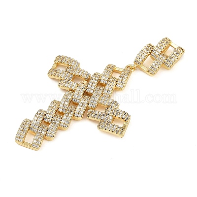 Латунные микропаве прозрачные подвески с фианитом KK-S526-68G-1