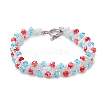 Стеклянный бисер стрейч браслеты BJEW-MZ00119-1