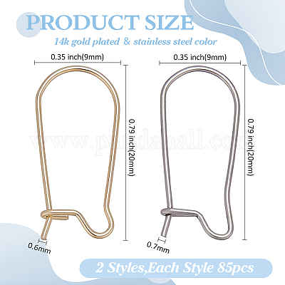 170 шт. 2 стиля 304 нержавеющая сталь серьги-кольца фурнитура почки швензы STAS-ME0002-41-1