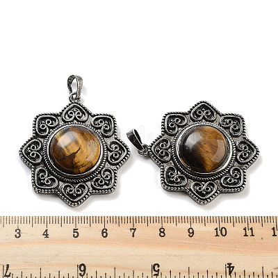 Подвески из натурального тигрового глаза и латуни G-K338-09AS-06-1