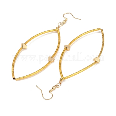 3 пара полых серег-подвесок из латуни в форме конского глаза с сердцем EJEW-JE06372-1