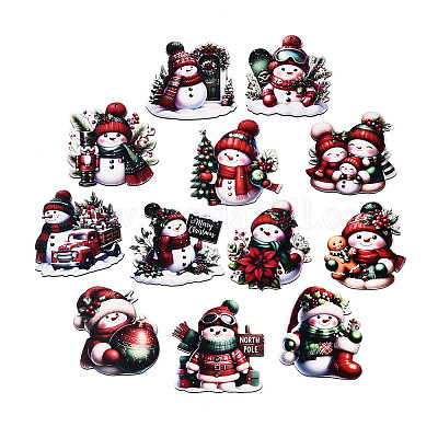 12 шт. Рождественские подвесные украшения из дерева с односторонним УФ-отпечатком WOOD-N020-1