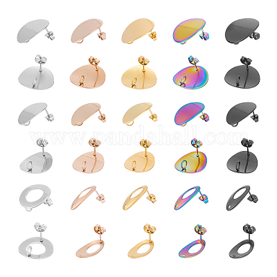 30 шт. 15 стиля фурнитуры для сережек-гвоздиков из нержавеющей стали 304 STAS-UN0048-90-1