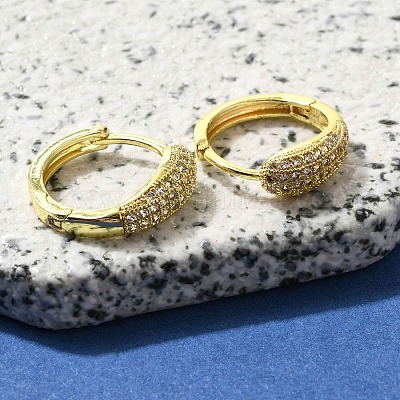 Серьги-кольца из латуни с прозрачным фианитом EJEW-M047-01G-1