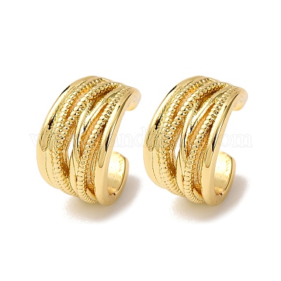 Латунные многослойные серьги-каффы в форме буквы С EJEW-D332-05D-G-1