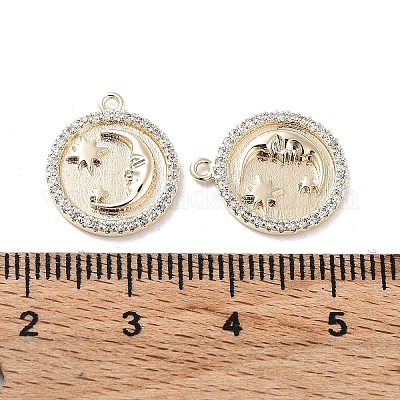 Латунные микропаве прозрачные подвески с фианитом KK-F871-30G-1