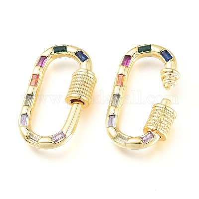 Латунь микропаве кубический цирконий винт карабин подвески с замком KK-M206-15G-02-1