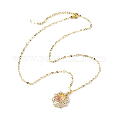 Ожерелье с кулоном из кубического циркония NJEW-C039-04KCG-01-1