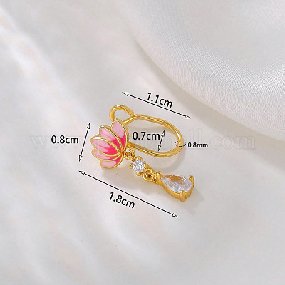 Прозрачный кубический цирконий с эмалью в виде розового цветка лотоса FS-WG6F390-01-1