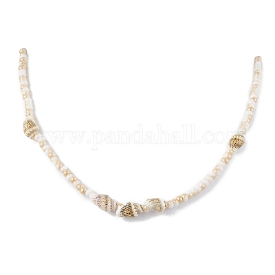 Стеклянные бусины с натуральными морскими ракушками NJEW-JN04837-1