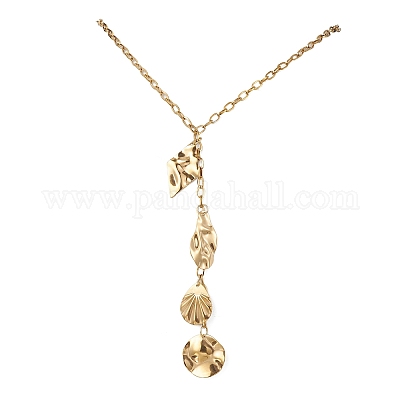 Женские ожерелья с геометрическими кисточками из нержавеющей стали 201 и цепочкой из нержавеющей стали 304 NJEW-JN05593-1