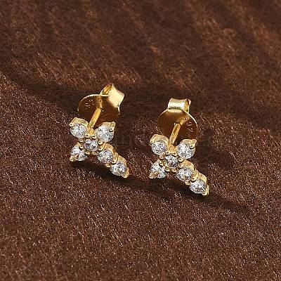 925 серьги-гвоздики из стерлингового серебра с прозрачным кубическим цирконием EJEW-Q032-01B-G-1