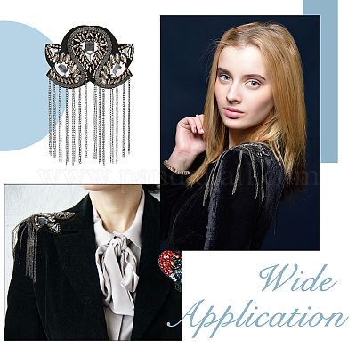 2 шт. модный эполет с кисточками из железа и фетра AJEW-FH0004-04A-1