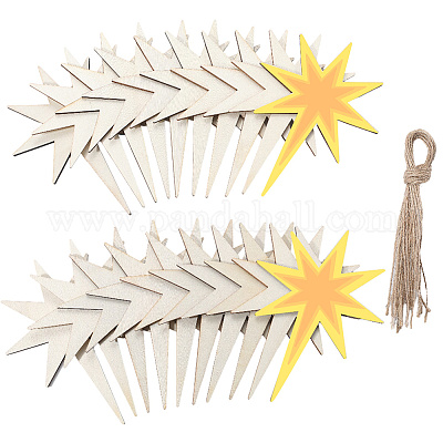 40 шт. незаконченные деревянные подвески в виде звезд для художественной росписи WOOD-SP0001-43-1
