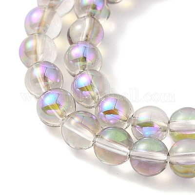 Прозрачные стеклянные бусины гальваническим пряди GLAA-T032-T4mm-C09-1