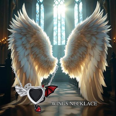Ожерелья с подвеской в виде сердца дьявола с крыльями из цинкового сплава FS-WGBD937-01-1