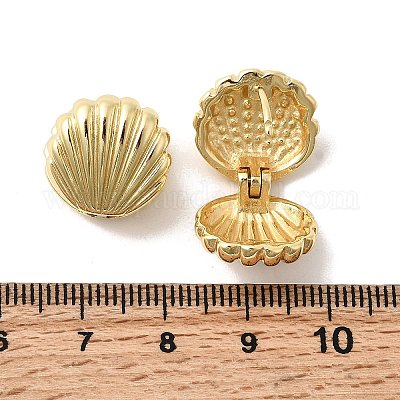 Серьги-кольца из латуни в форме ракушки EJEW-Z149-01G-1