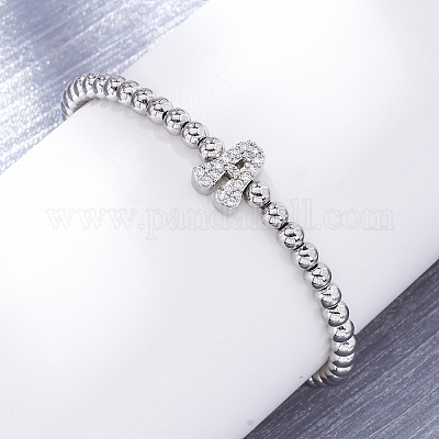 Латунные круглые бусины эластичные браслеты BJEW-A034-05P-1