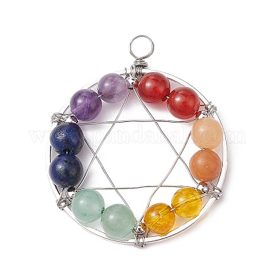 Подвески из медной проволоки с драгоценными камнями PALLOY-JF02304-02-1