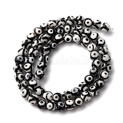 Бусины дзи с 3 глазом в тибетском стиле TDZI-G341-6mm-08-1