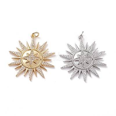 Латунные микропаве прозрачные подвески с фианитом KK-C100-19G-1