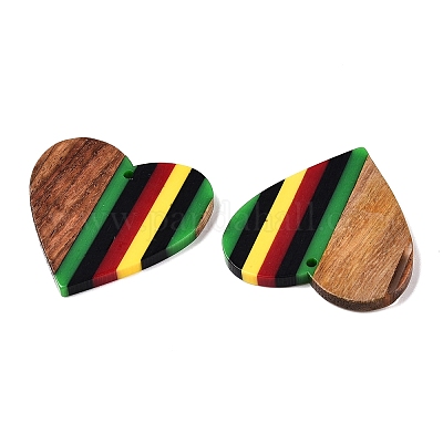 Подвески из ямайской цветной эпоксидной смолы и орехового дерева RESI-N039-122V-1