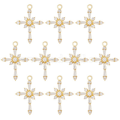 10шт латунные прозрачные подвески из кубического циркония FIND-BC0004-29-1