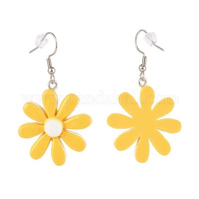 Серьги с подвесками из цветочной смолы EJEW-JE04553-1