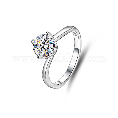 Плоские круглые кольца из стерлингового серебра с родиевым покрытием и микропаве из кубических цирконий для женщин WG84544-01-1