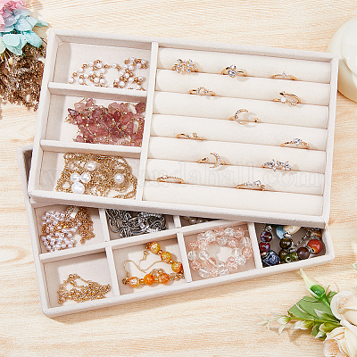 2 шт. 2-х стилевые прямоугольные бархатные лотки для украшений ODIS-DC0001-03-1