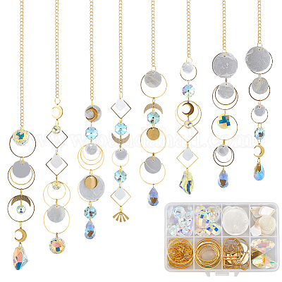 Наборы для самостоятельного изготовления подвесных ловцов солнца в виде ракушек DIY-SC0030-70-1