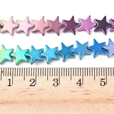 Нити синтетических немагнитных гематитовых бусин с градиентным цветным гальванопокрытием G-A263-F01-02-1