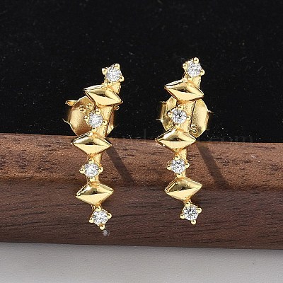 925 серьги-гвоздики из стерлингового серебра с прозрачным кубическим цирконием EJEW-Q032-01G-G-1