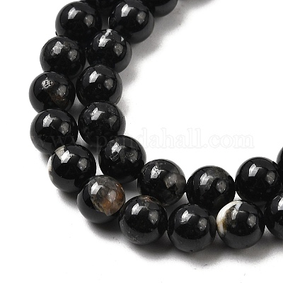 Натуральный черный турмалин бисер нитей X-G-F666-05-6mm-1